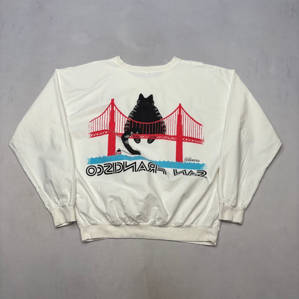 VTG 80s Crazy Shirts Kliban Cat San Francisco Sweatshirt Med Project Hail Mary - Picture 3 of 10